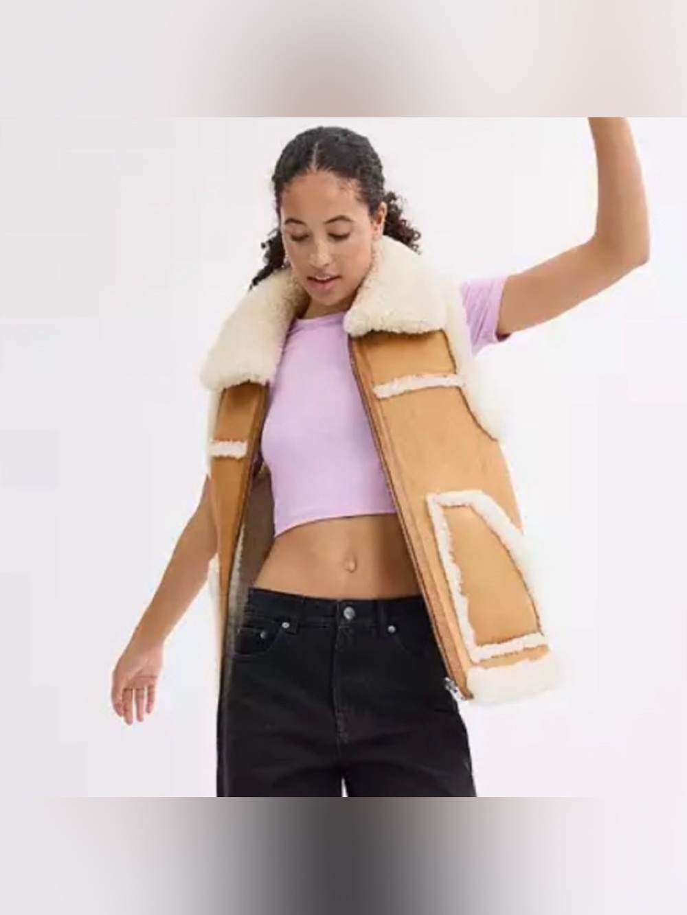 NWT COACH reversible cognac leather and shearling vest size XS